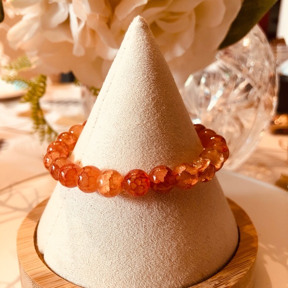 Orange Selenite Beaded Bracelet Stackable Stretch Bracelets Stretchy Fall New - Picture 3 of 4